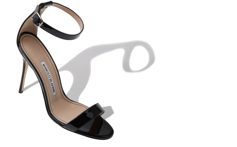 Chaos, Black Patent Leather Ankle Strap Sandals - US$845.00 