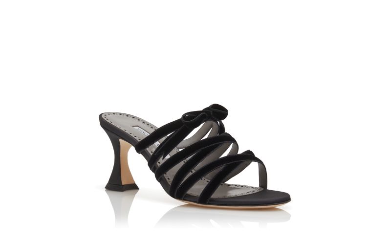 Clementel, Black Silk Criss-Cross Mules - €865.00
