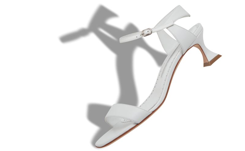 Begasan, White Nappa Leather Ankle Strap Sandals  - €775.00