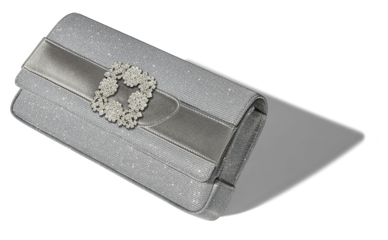 Gothisi glitter, Silver Glitter Jewel Buckle Clutch - £1,195.00 