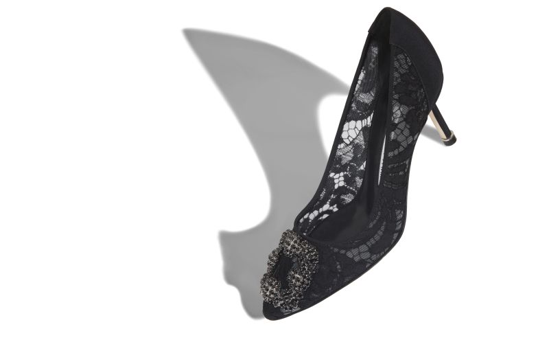 Hangisi lace 70, Black Lace Jewel Buckle Pumps - AU$2,075.00