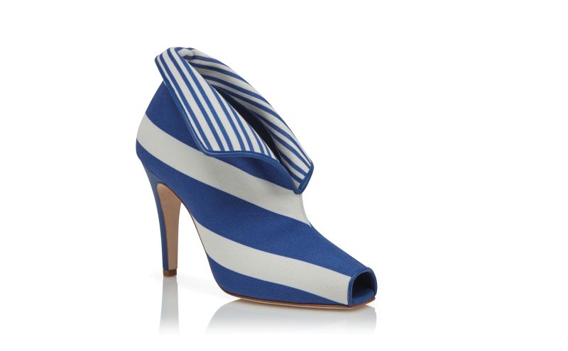 TANATOS, Blue and White Striped Cotton Shoe Booties, 995 USD