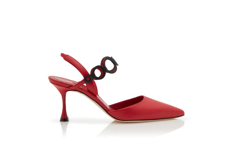 Side view of Sidi, Red Nappa Leather Slingback Pumps - AU$898.00