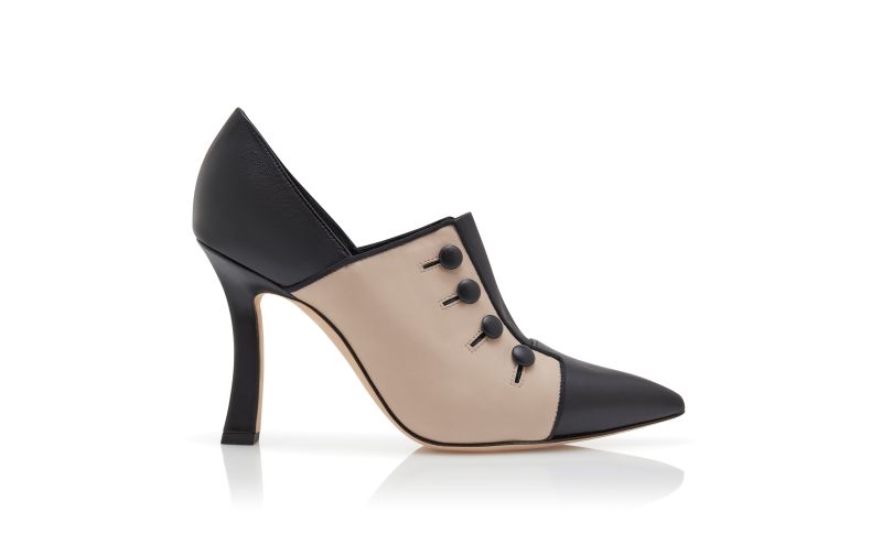 Side view of Sisygambis, Beige Nappa Leather Shoe Booties - US$1,195.00