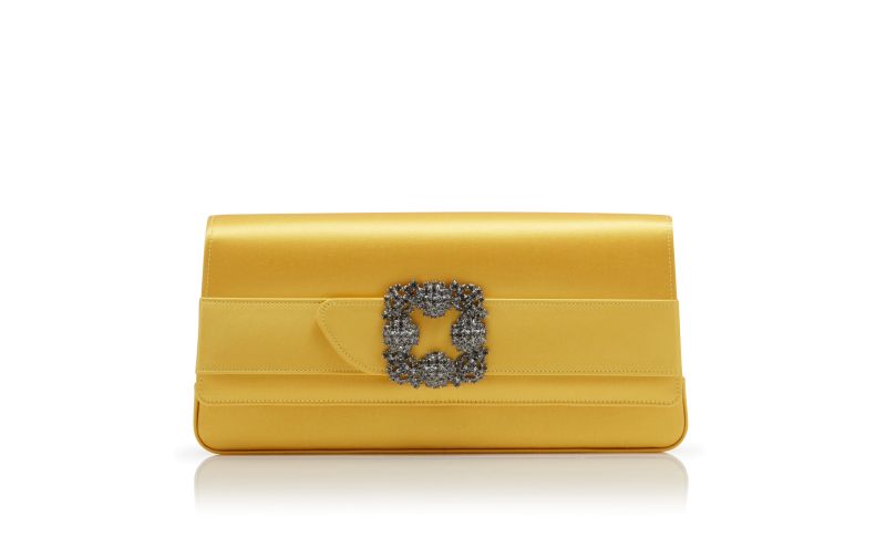 Side view of Gothisi, Yellow Satin Jewel Buckle Clutch - €1,450.00