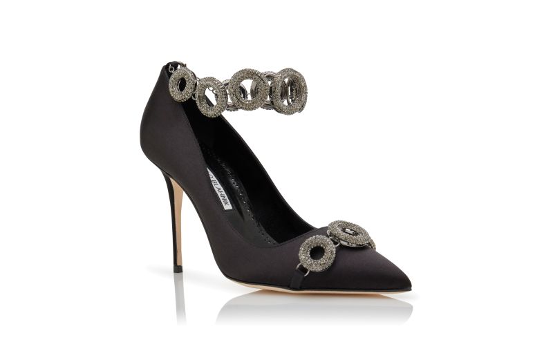 Istera, Black Satin Embellished Pumps - US$1,485.00