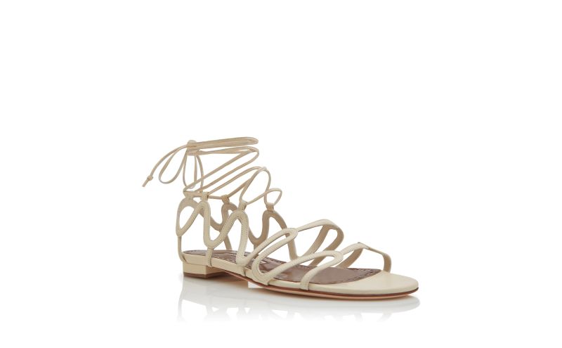 Fawdaflat, Light Cream Nappa Leather Flat Sandals  - AU$968.00