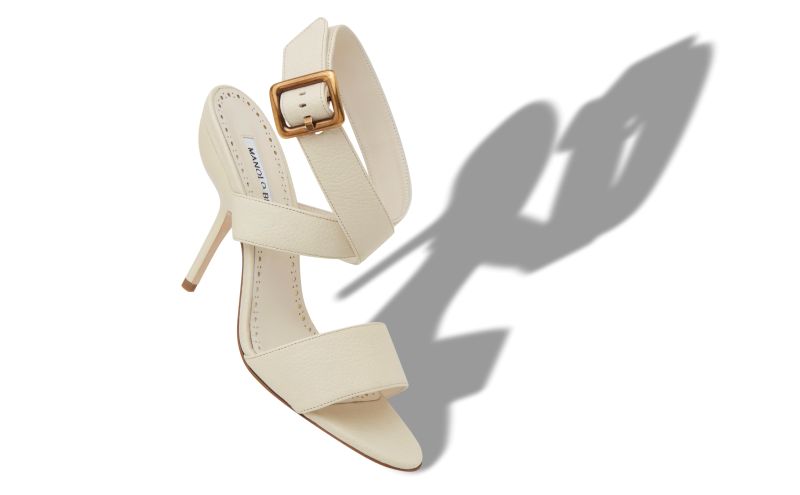 Helua, Cream Calf Leather Ankle Strap Sandals - AU$1,405.00 