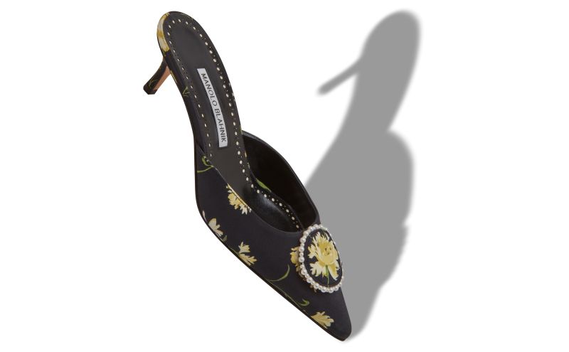 Kifatmu, Black Satin Pearl Detail Mules - AU$1,083.00 