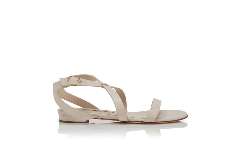 Side view of Magalou, Cream Calf Leather Sandals  - €775.00