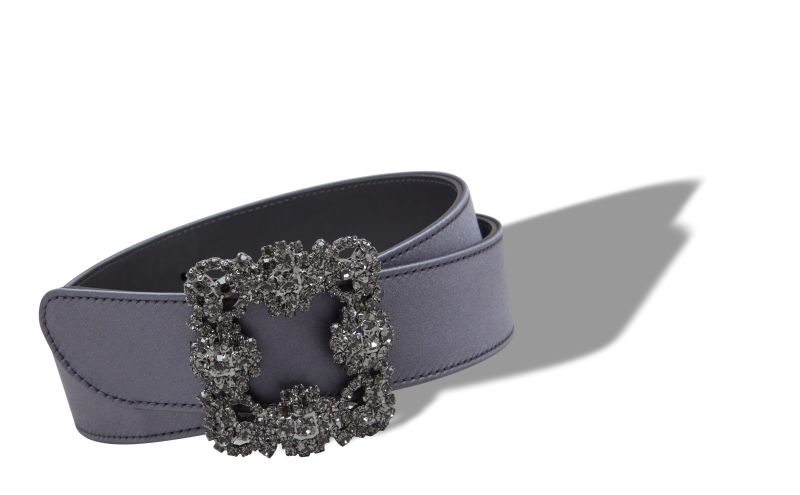 Hangisi belt, Blue-Grey Satin Crystal Buckled Belt - €775.00 