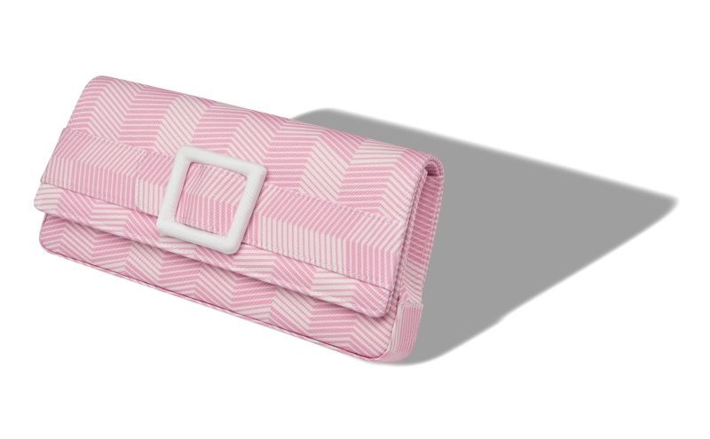Maygot, Pink and White Grosgrain Buckle Clutch - CA$1,995.00 