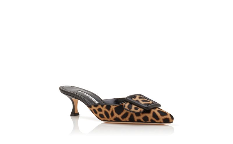 Maysalebi, Brown and Black Calf Hair Animal Print Mules - £795.00