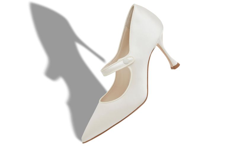 Camparinew bridal, Cream Satin Pointed Toe Pumps - US$825.00