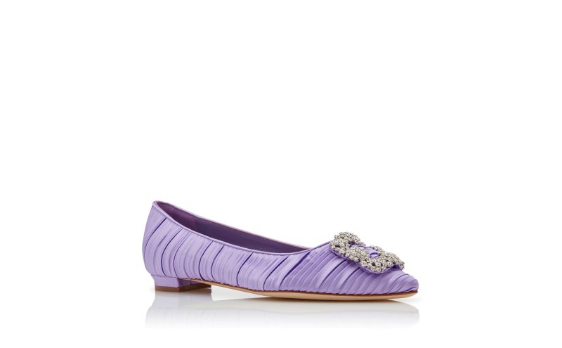 Hangisiflat, Purple Satin Jewel Buckle Flat Pumps - AU$1,203.00