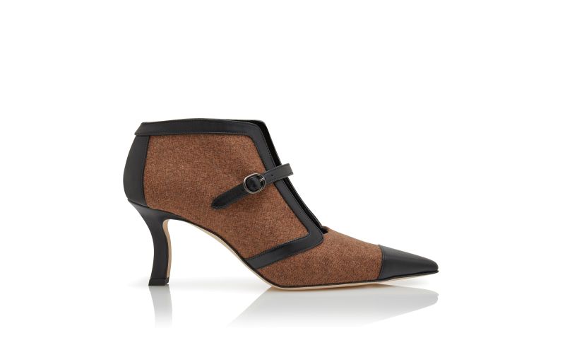 Side view of Bermion, Brown and Black Wool Ankle Boots - AU$1,665.00