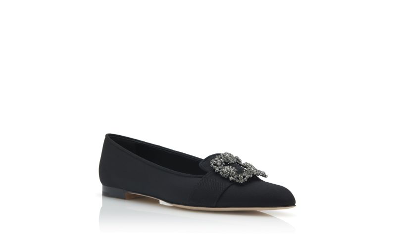 Marria, Black Crepe de Chine Embellished Flat Pumps - €895.00