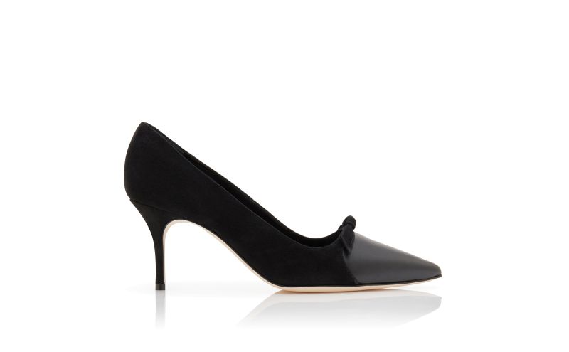 Side view of Rinialo, Black Suede Bow Detail Pumps - AU$1,455.00