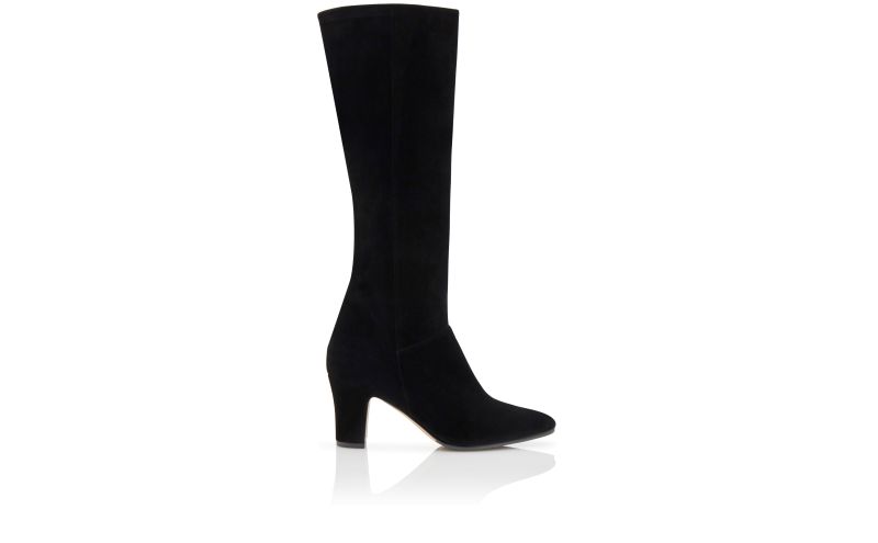 Side view of Pitana, Black Suede Knee High Boots - £1,325.00