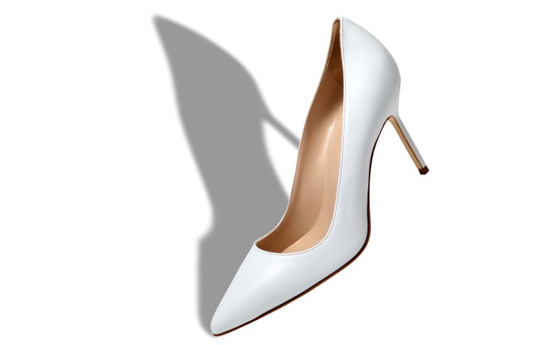 Bb 90, White Nappa Leather Pointed Toe Pumps - US$865.00
