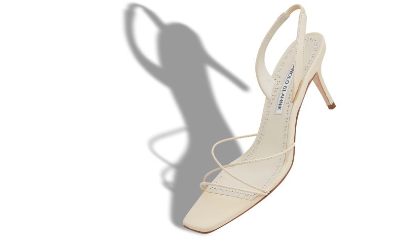 Ninfea, Cream Nappa Leather Slingback Sandals - AU$1,115.00