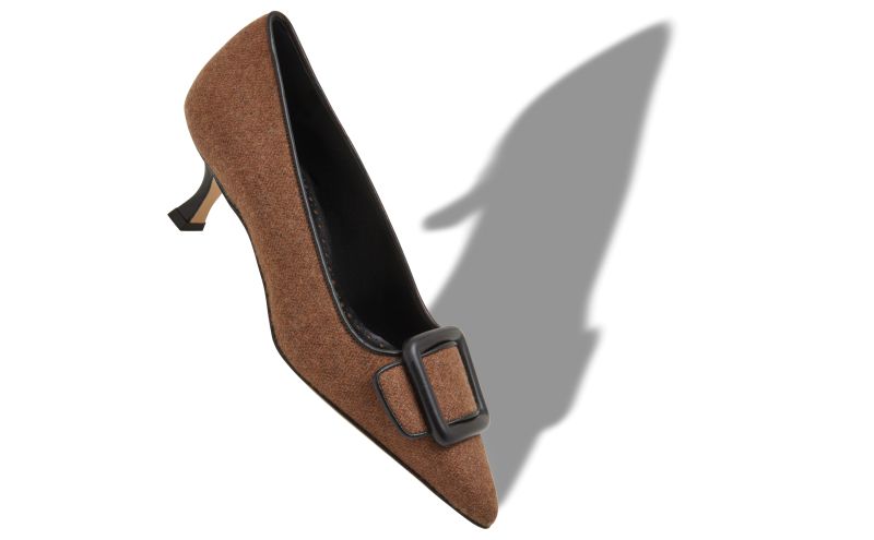 Maysalepump, Brown and Black Wool Buckle Detail Pumps - US$950.00 