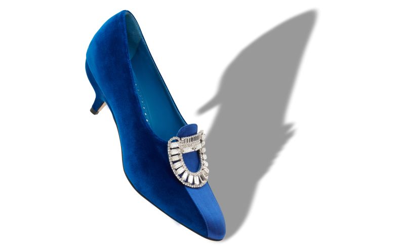 Statius, Blue Velvet Embellished Pumps - US$735.00 