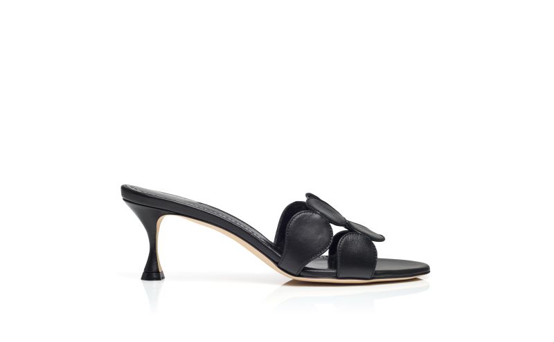 Side view of Haribalmu, Black Nappa Leather Mules - US$845.00