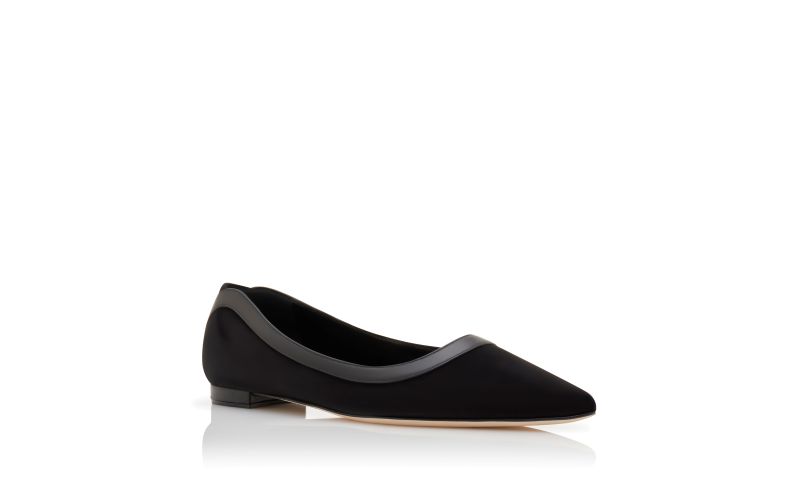 Dalinaflat, Black Suede Scalloped Detail Flat Pumps - US$845.00