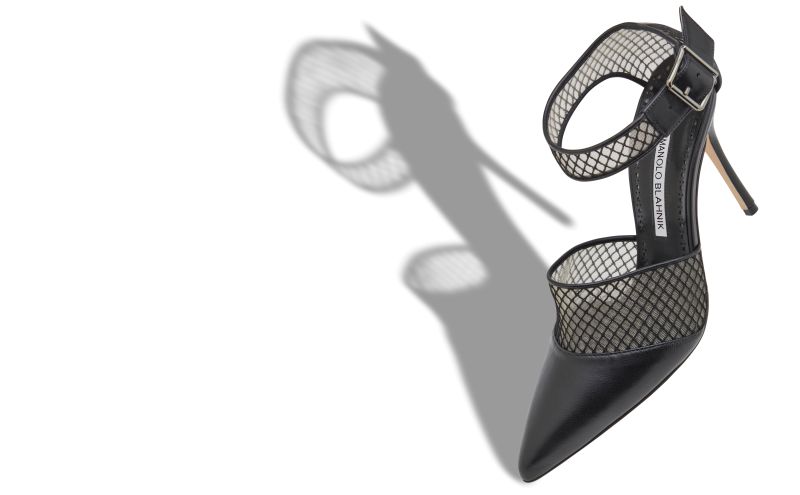 Jatelah, Black Nappa Leather Ankle Strap Pumps - AU$898.00
