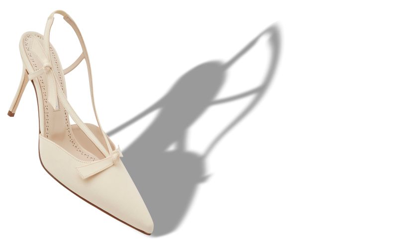 Corintia, Dark Cream Crepe De Chine Slingback Mules - AU$1,485.00 