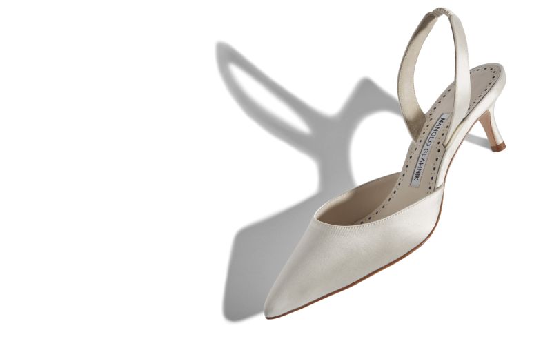 Carolyne bride, White Satin Slingback Pumps - €745.00