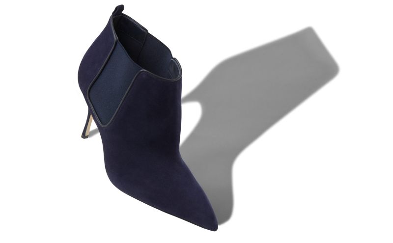 Dildi, Navy Blue Suede High Heel Chelsea Boots - US$1,145.00 