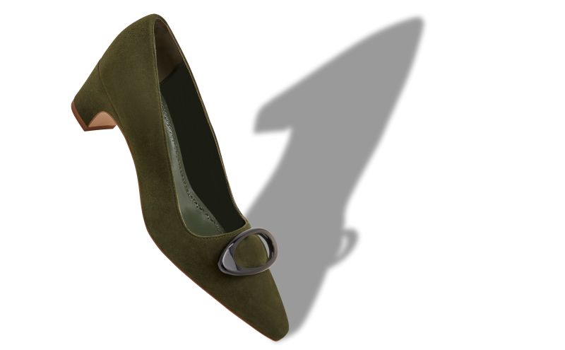 Fenix, Dark Green Suede Pointed Toe Pumps - £825.00 