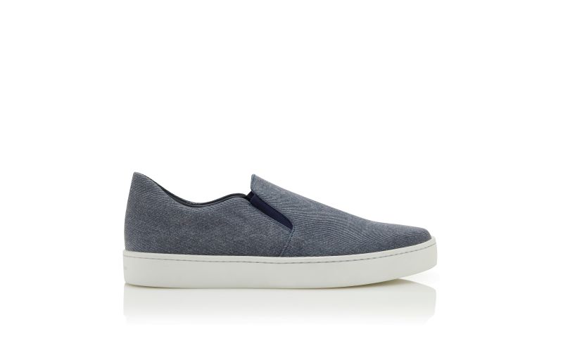 Side view of Nadores, Blue Denim Slip-On Sneakers  - €645.00