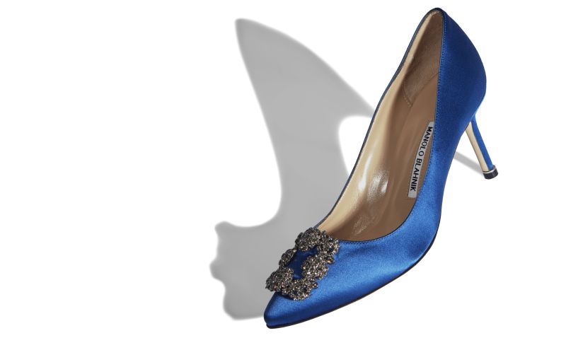 Hangisi 70, Blue Satin Jewel Buckle Pumps - €1,075.00