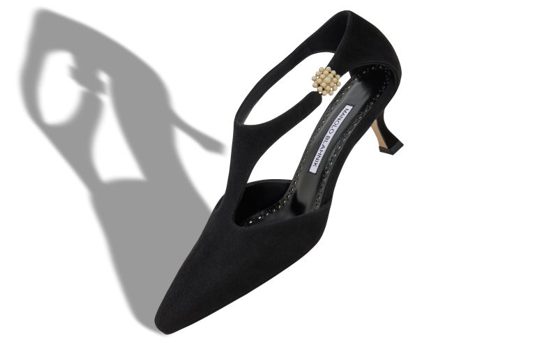 Shufta, Black Suede Pearl Detail Pumps - £525.00