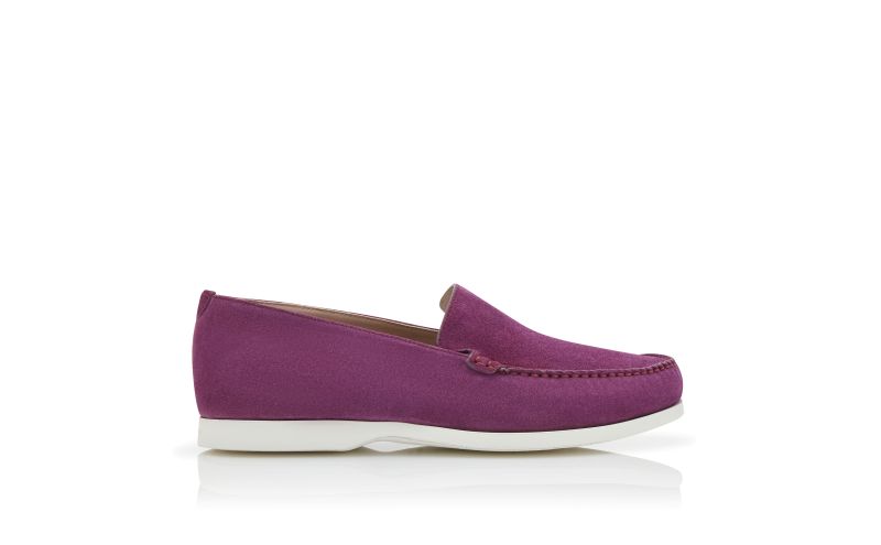 Side view of Monaco, Purple Suede Boat Shoes - CA$538.00
