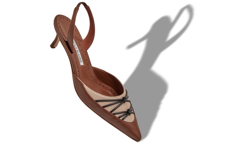 Maretsli, Brown Nappa Leather Slingback Pumps - AU$833.00 