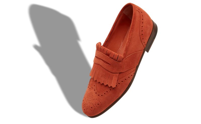 Designer Orange Suede Kiltie Loafers