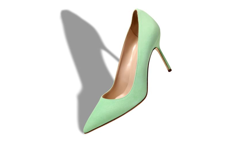 Bb 90, Light Green Suede Pointed Toe Pumps - US$725.00