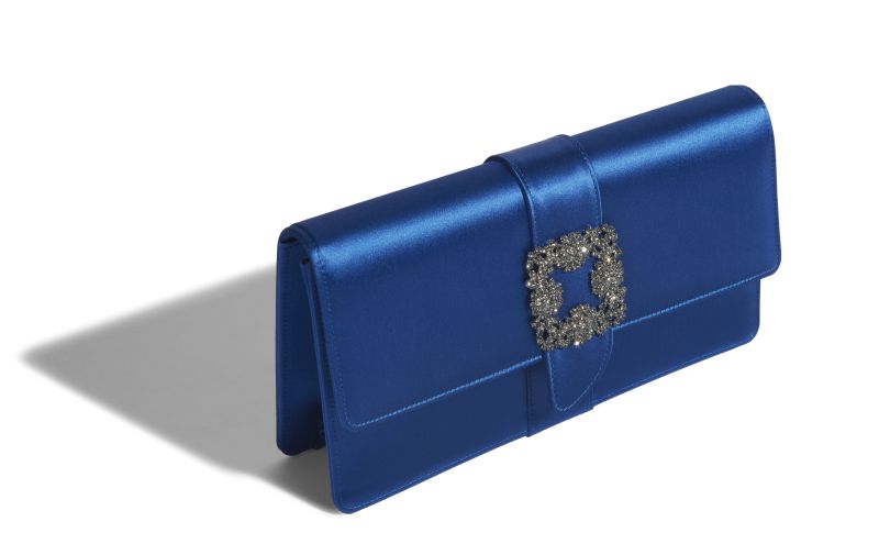 Capri, Blue Satin Jewel Buckle Clutch - CA$2,195.00