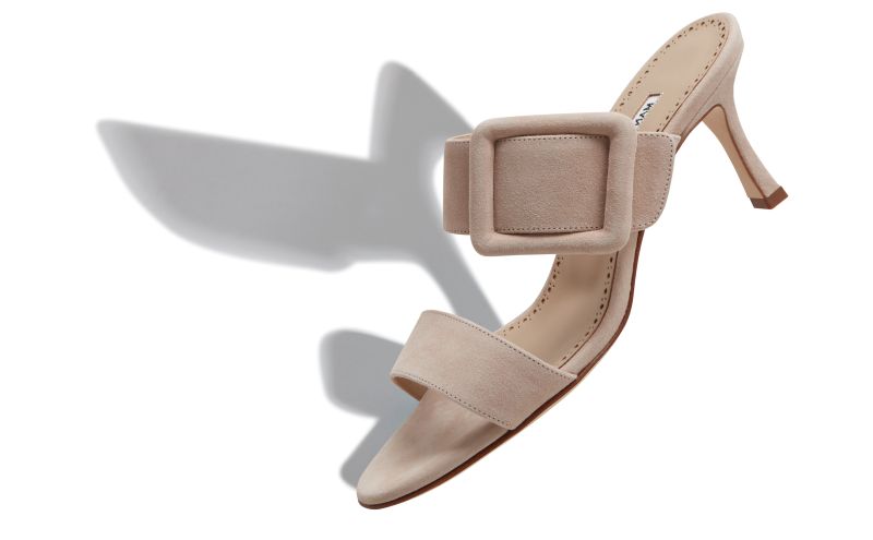 Gable, Light Beige Suede Open Toe Mules - AU$1,295.00