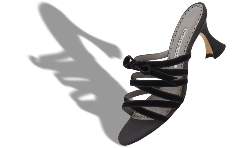 Clementel, Black Silk Criss-Cross Mules - €865.00