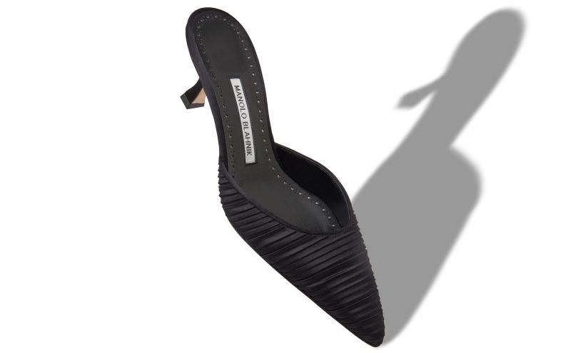 Carolynemu, Black Satin Pointed Toe Mules - US$438.00 