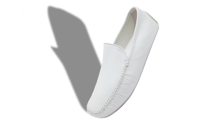 Mayfair, White Nappa Leather Driving Shoes - US$695.00