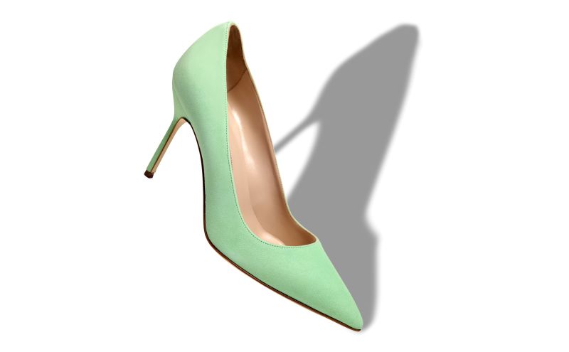 Bb 90, Light Green Suede Pointed Toe Pumps - US$725.00 