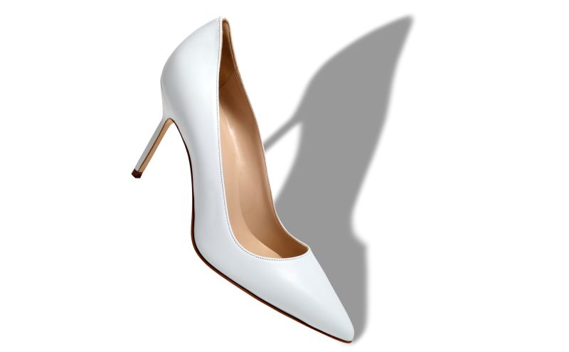 Bb 90, White Nappa Leather Pointed Toe Pumps - US$865.00 