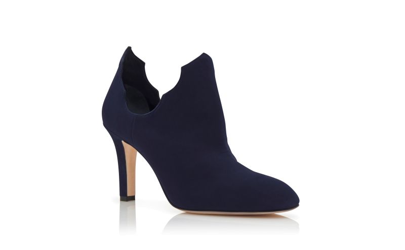Dembeba, Navy Blue Suede Serrated Ankle Boots - £795.00