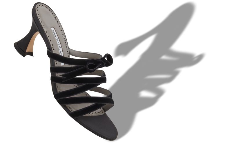 Clementel, Black Silk Criss-Cross Mules - €865.00 